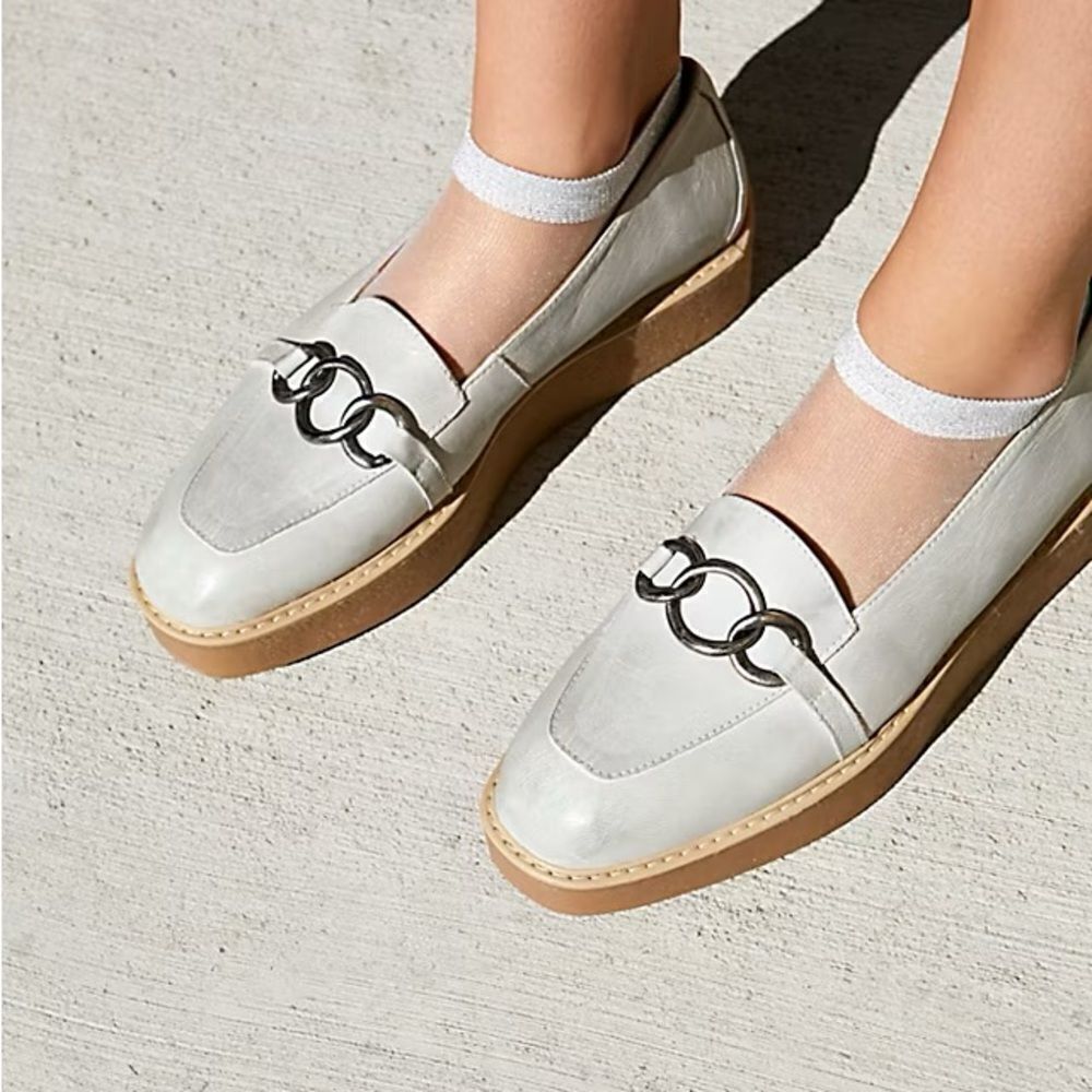 Free People Gray Flats with Slip-On Design and Metallic Detail